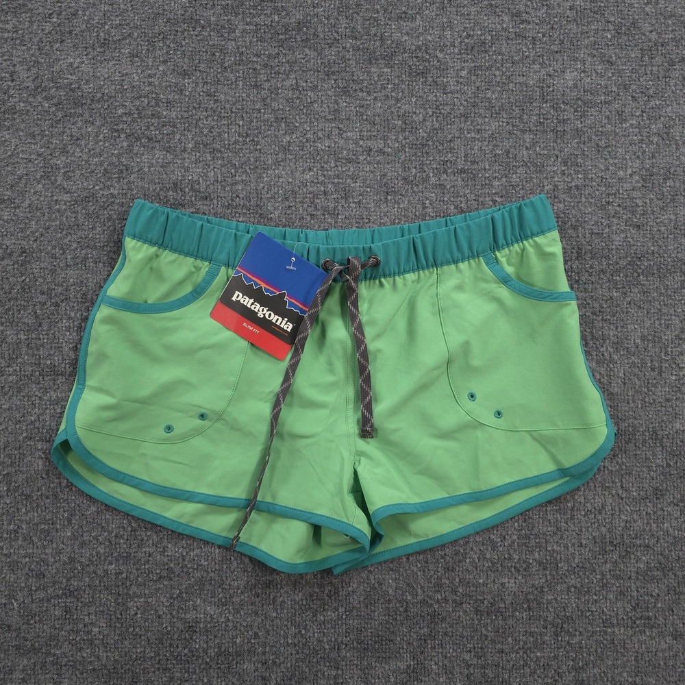 Patagonia Shorts Womens M Green Shortie Board Swim Slim Fit Surf Beach NEW